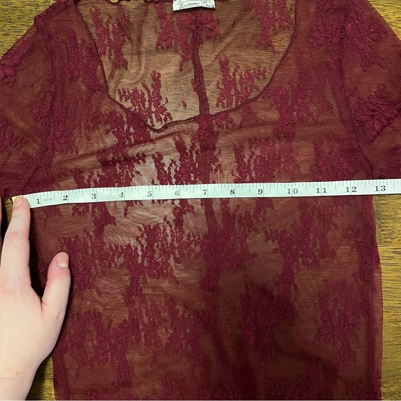 NWOT Free People Layered in Luxe Tee Burgundy Red Size Small Boho Coquette - Picture 8 of 10